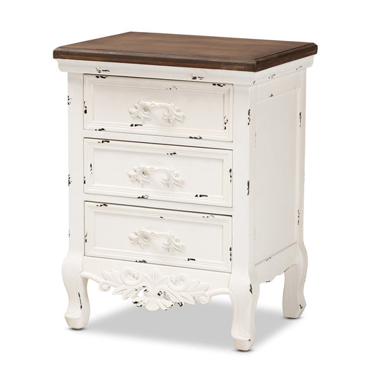 Baxton Studio - Levron End Table in Walnut Brown/Antique white - JY20B090-Antique White-ET view 1