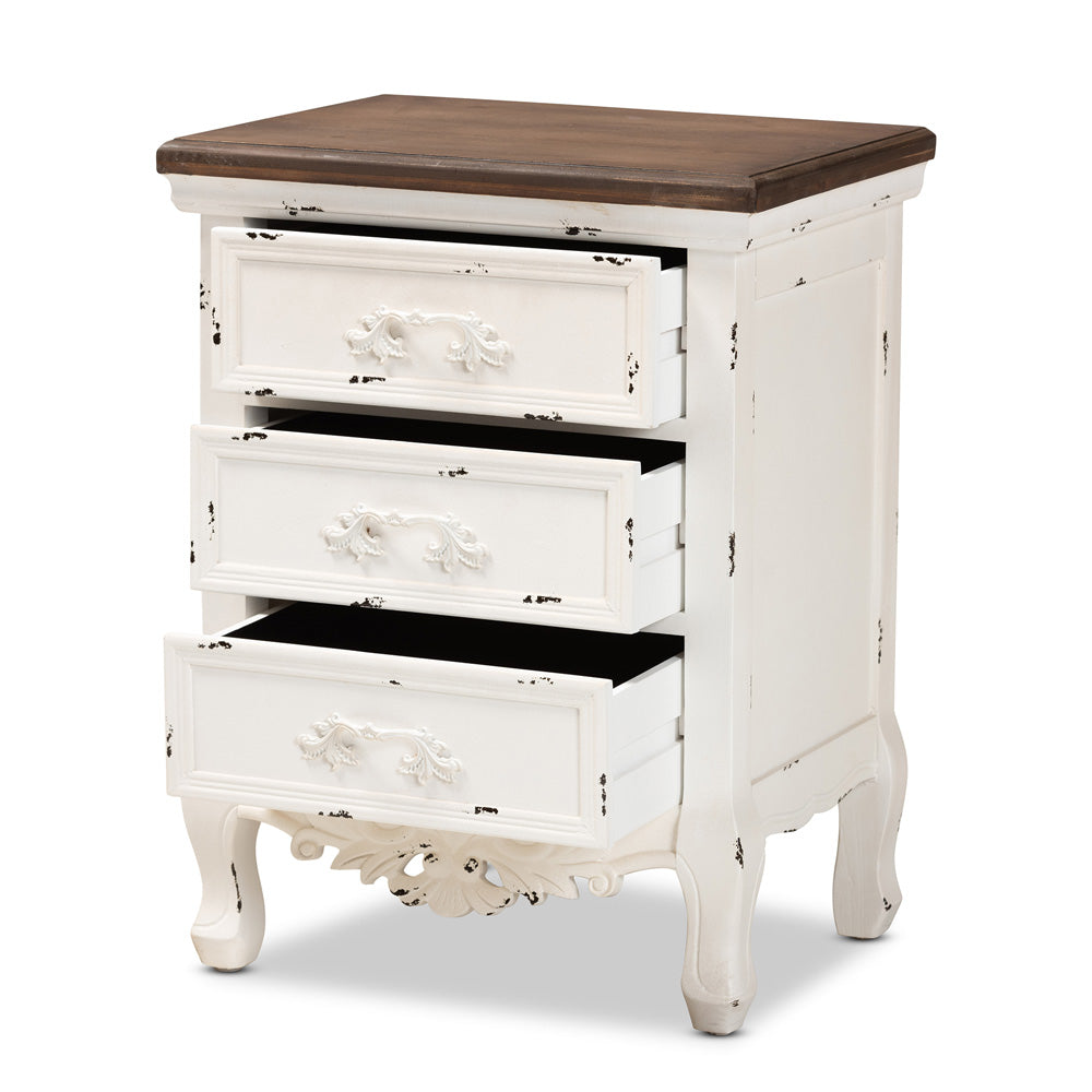 Baxton Studio - Levron End Table in Walnut Brown/Antique white - JY20B090-Antique White-ET view 2