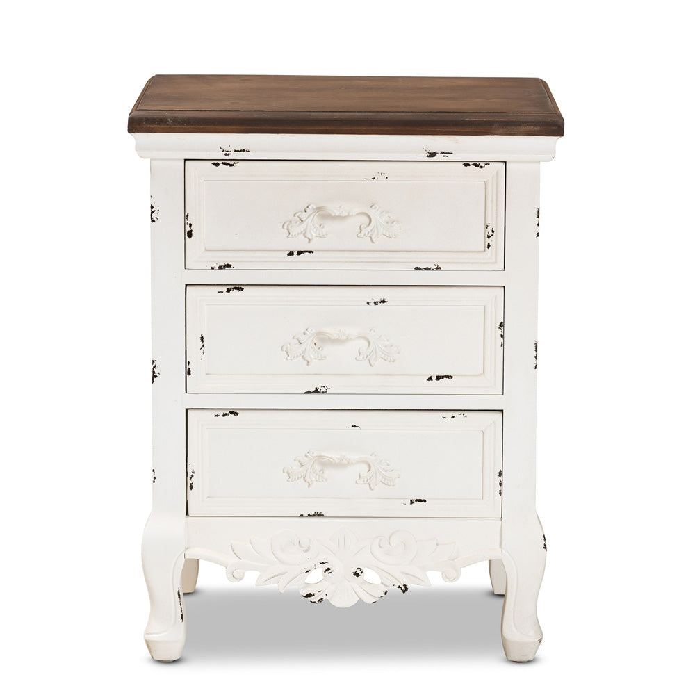 Baxton Studio - Levron End Table in Walnut Brown/Antique white - JY20B090-Antique White-ET view 3