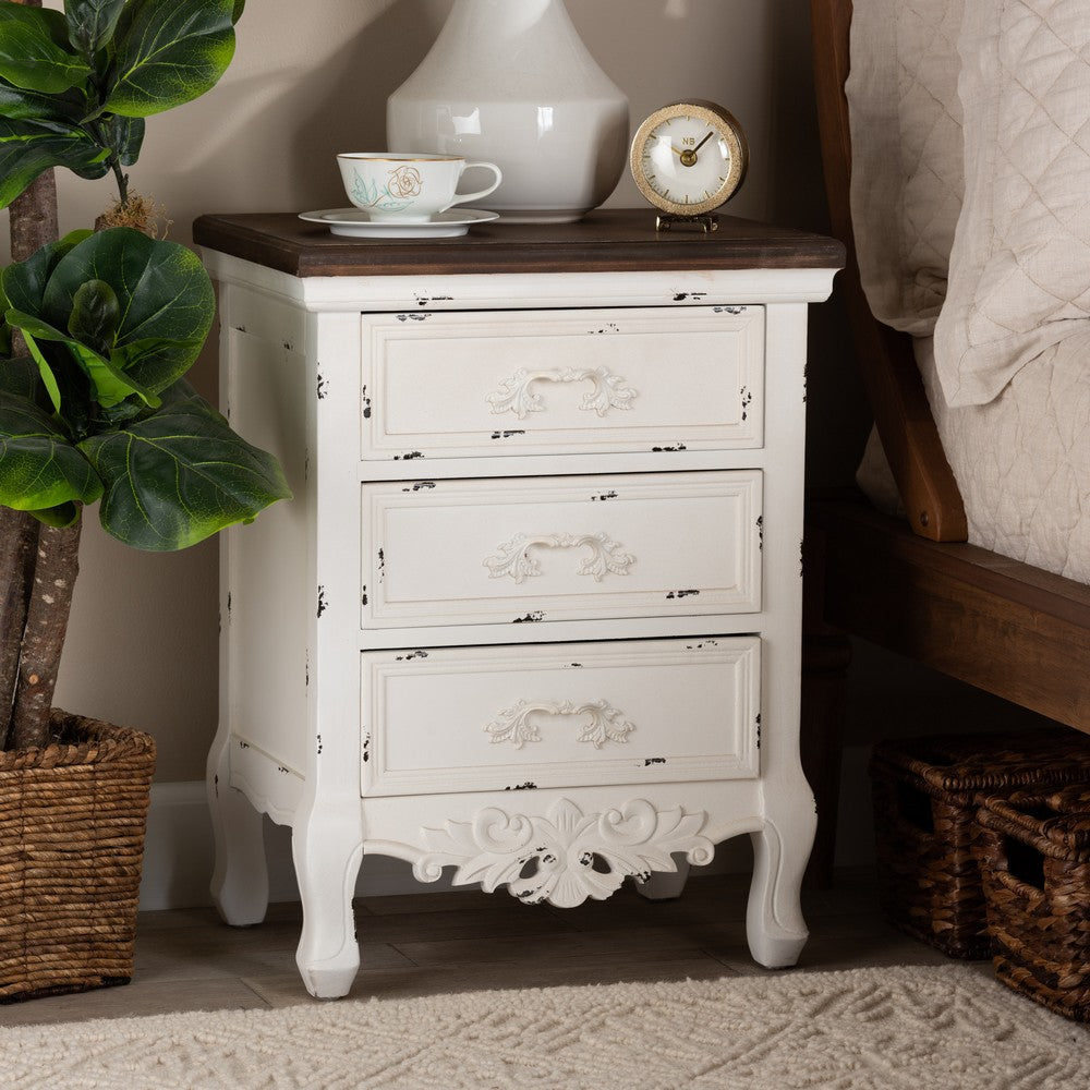 Baxton Studio - Levron End Table in Walnut Brown/Antique white - JY20B090-Antique White-ET view 8