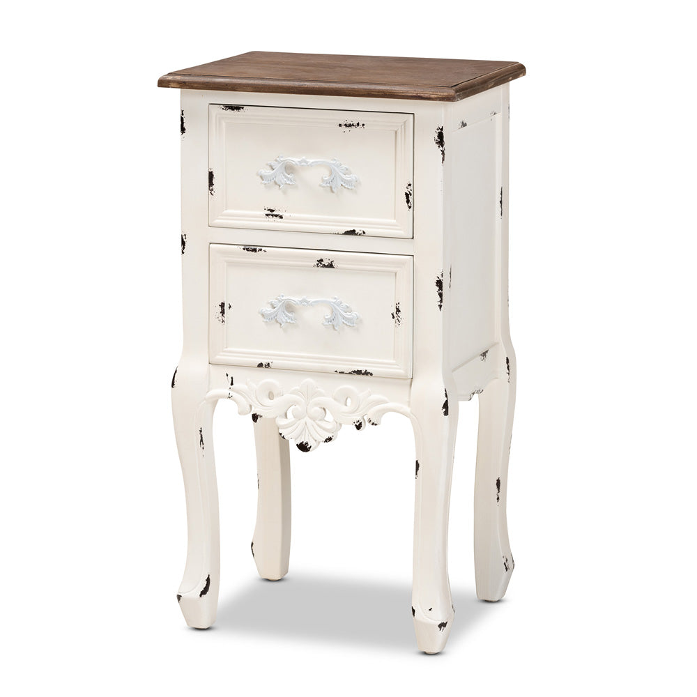 Baxton Studio - Levron End Table in Walnut Brown/Antique white - JY20B091-Antique White-ET view 1