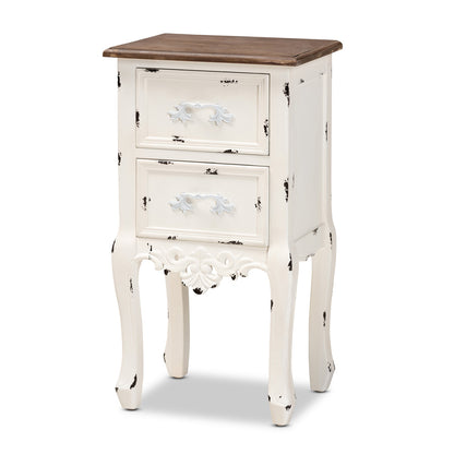 Baxton Studio - Levron End Table in Walnut Brown/Antique white - JY20B091-Antique White-ET view 1
