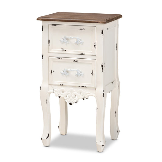 Baxton Studio - Levron End Table in Walnut Brown/Antique white - JY20B091-Antique White-ET view 1
