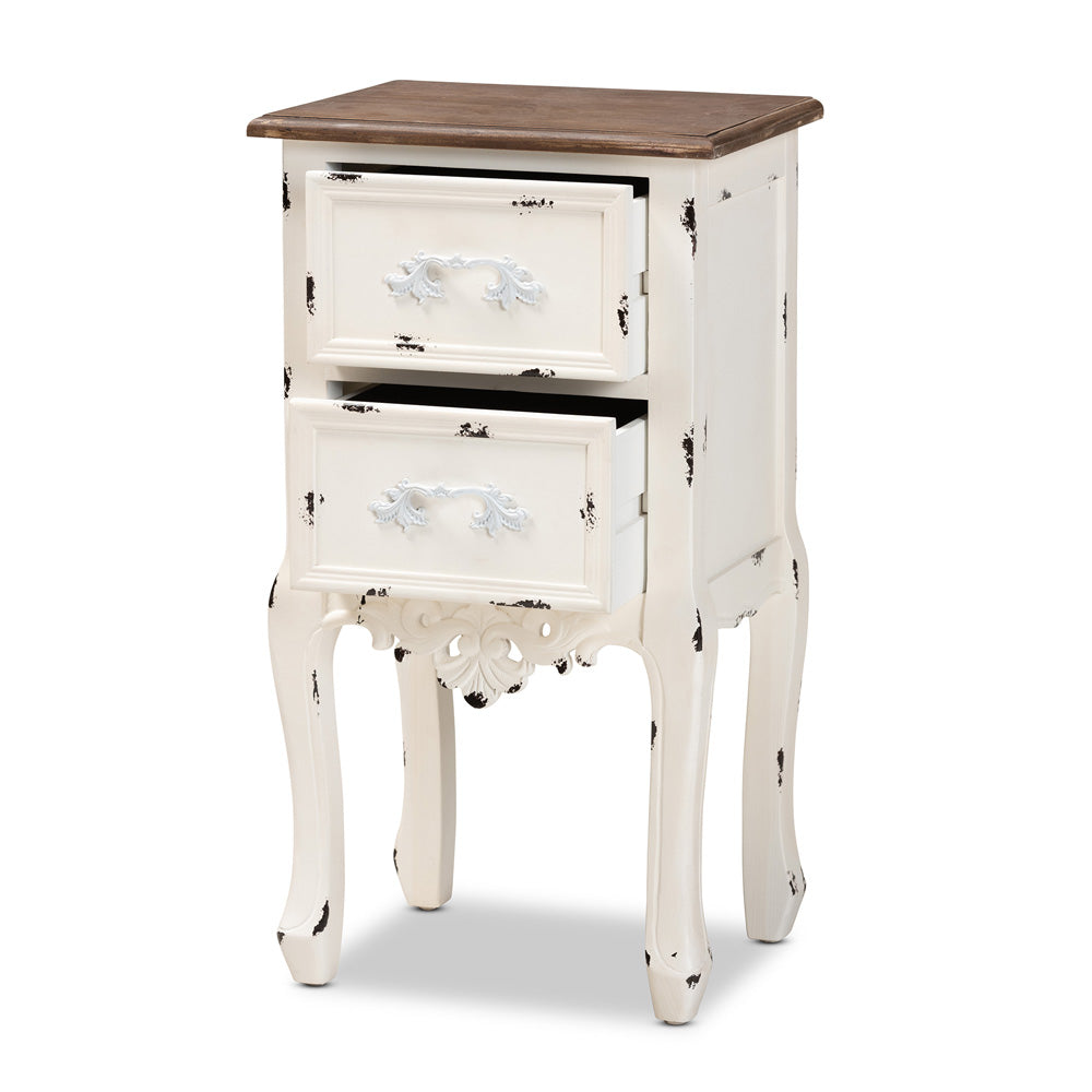 Baxton Studio - Levron End Table in Walnut Brown/Antique white - JY20B091-Antique White-ET view 2
