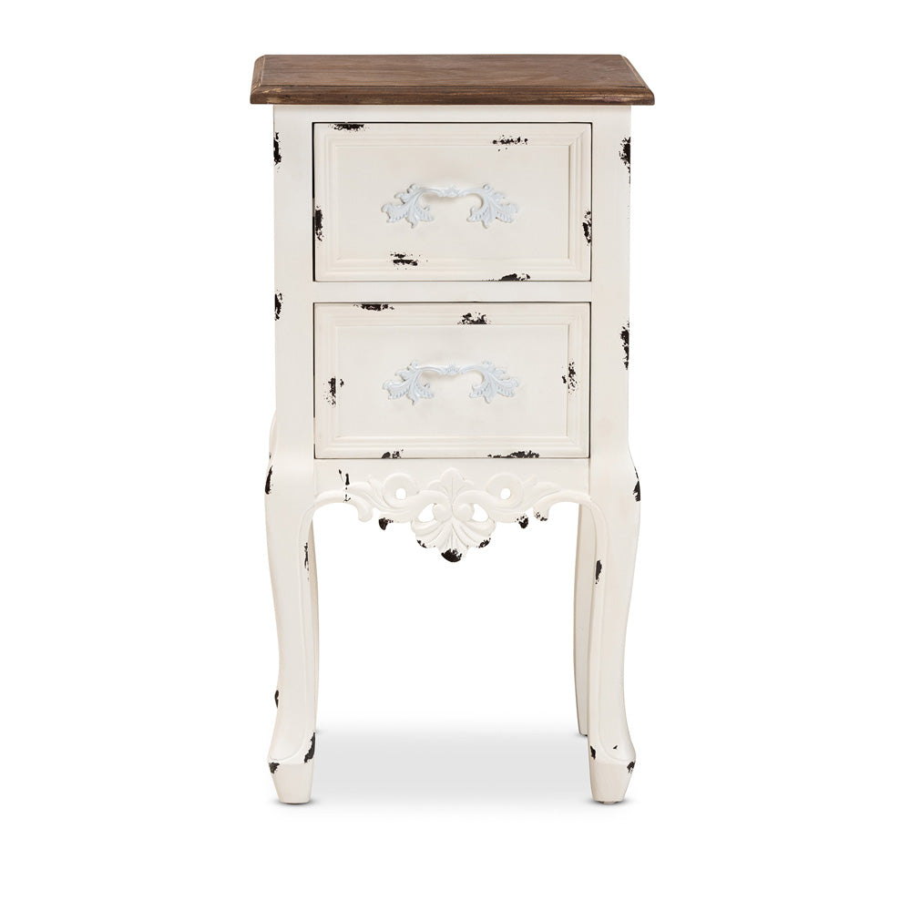 Baxton Studio - Levron End Table in Walnut Brown/Antique white - JY20B091-Antique White-ET view 3