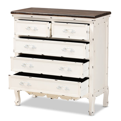 Baxton Studio - Levron Storage Cabinet in Walnut Brown/Antique White - JY20B089-Antique White-5DW-Cabinet view 2