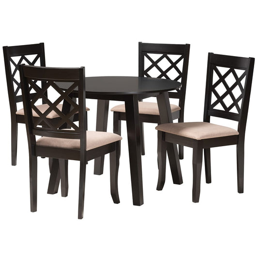 Baxton Studio - Lexi Dining Set in Beige/Dark Brown - Lexi-Sand/Dark Brown-5PC Dining Set view 1