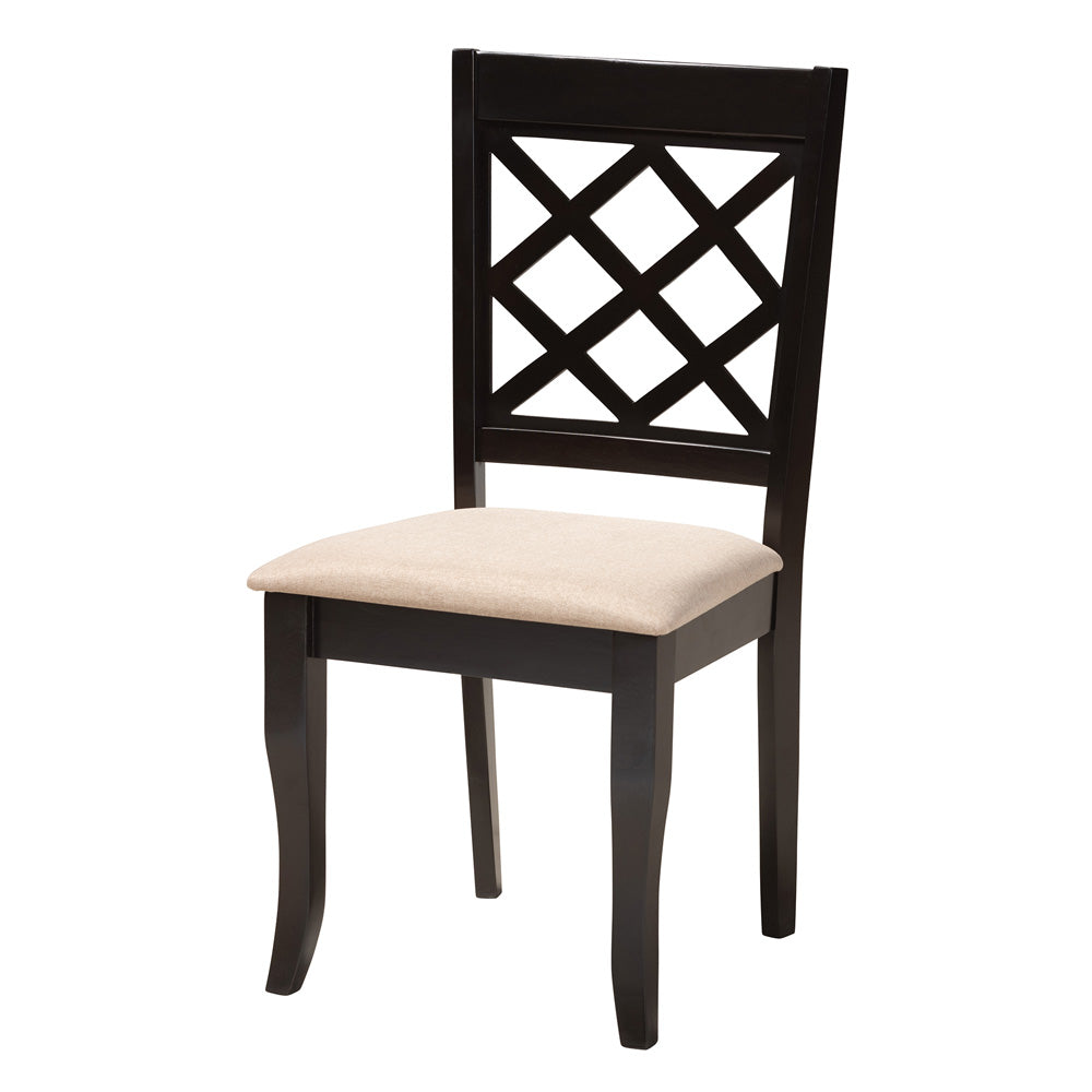 Baxton Studio - Lexi Dining Set in Beige/Dark Brown - Lexi-Sand/Dark Brown-5PC Dining Set view 2