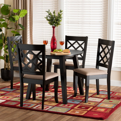 Baxton Studio - Lexi Dining Set in Beige/Dark Brown - Lexi-Sand/Dark Brown-5PC Dining Set view 8