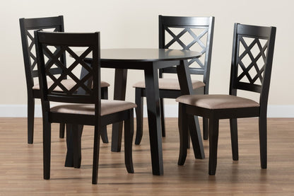 Baxton Studio - Lexi Dining Set in Beige/Dark Brown - Lexi-Sand/Dark Brown-5PC Dining Set view 9