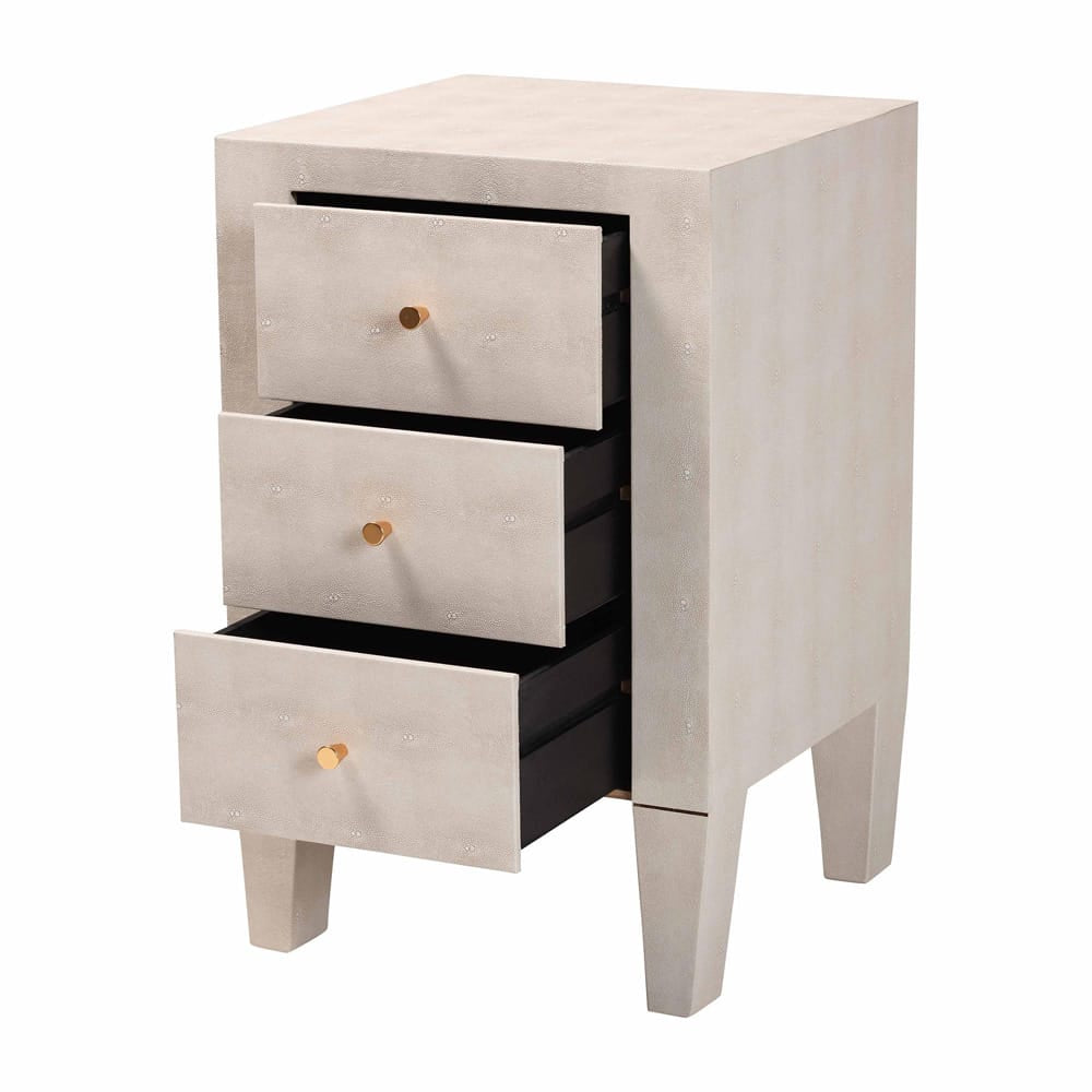 Baxton Studio - Leyna End Table in Beige/Brass - JY24A039-Beige Faux Shagreen-ET view 2