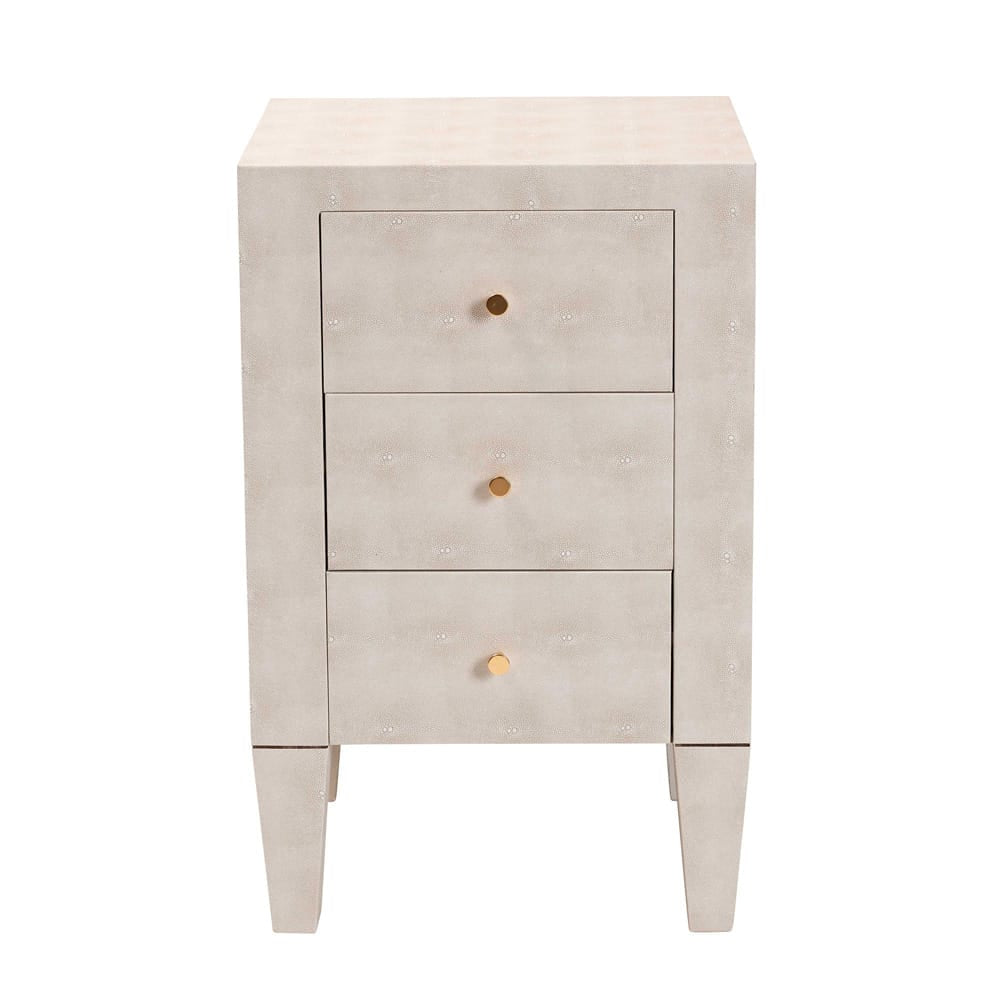 Baxton Studio - Leyna End Table in Beige/Brass - JY24A039-Beige Faux Shagreen-ET view 3