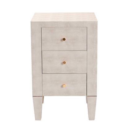 Baxton Studio - Leyna End Table in Beige/Brass - JY24A039-Beige Faux Shagreen-ET view 3