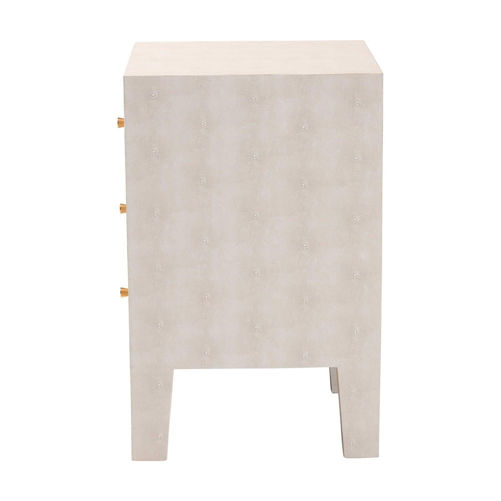Baxton Studio - Leyna End Table in Beige/Brass - JY24A039-Beige Faux Shagreen-ET view 4