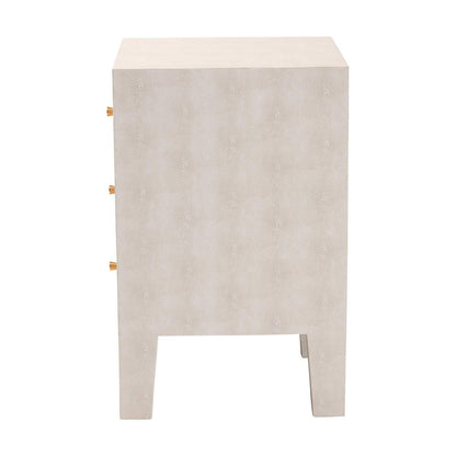 Baxton Studio - Leyna End Table in Beige/Brass - JY24A039-Beige Faux Shagreen-ET view 4