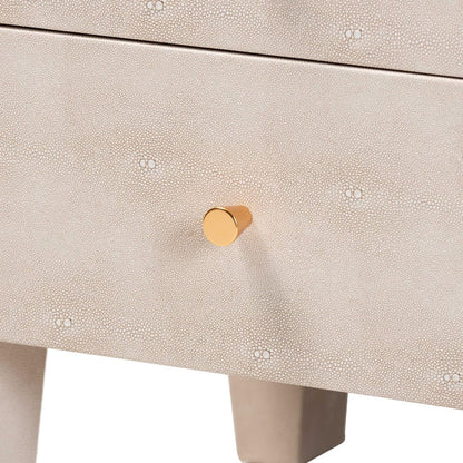 Baxton Studio - Leyna End Table in Beige/Brass - JY24A039-Beige Faux Shagreen-ET view 6