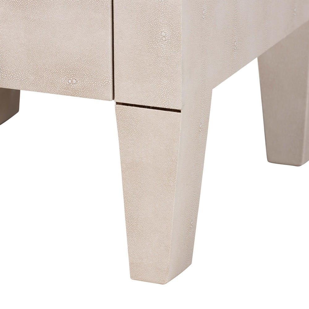 Baxton Studio - Leyna End Table in Beige/Brass - JY24A039-Beige Faux Shagreen-ET view 7