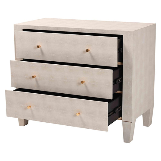 Baxton Studio - Leyna Storage Cabinet in Beige/Brass - JY24A040-Beige Faux Shagreen-Cabinet view 2