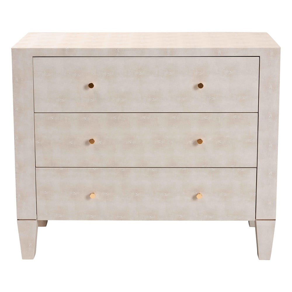 Baxton Studio - Leyna Storage Cabinet in Beige/Brass - JY24A040-Beige Faux Shagreen-Cabinet view 3