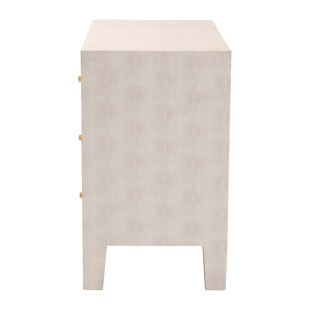 Baxton Studio - Leyna Storage Cabinet in Beige/Brass - JY24A040-Beige Faux Shagreen-Cabinet view 4