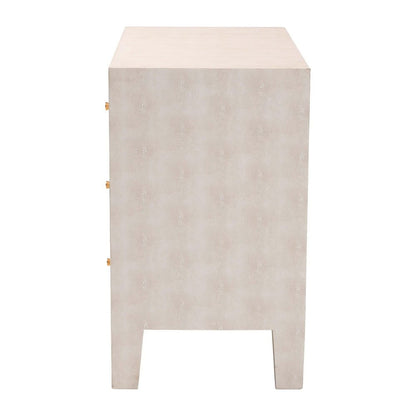 Baxton Studio - Leyna Storage Cabinet in Beige/Brass - JY24A040-Beige Faux Shagreen-Cabinet view 4