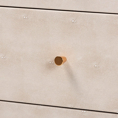 Baxton Studio - Leyna Storage Cabinet in Beige/Brass - JY24A040-Beige Faux Shagreen-Cabinet view 6