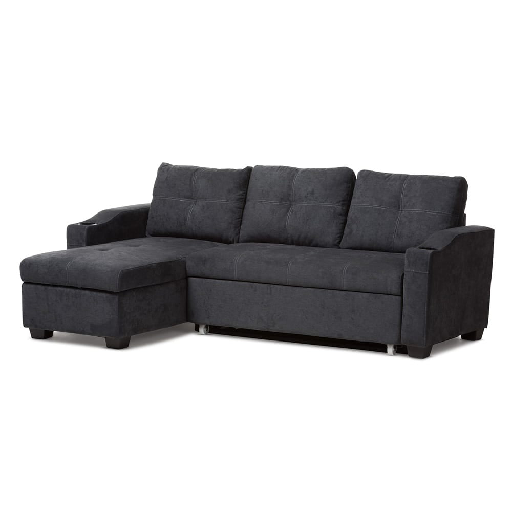 Baxton Studio - Lianna Sectional Sofa in Dark Grey - R8068-Dark Grey-Rev-SF view 1