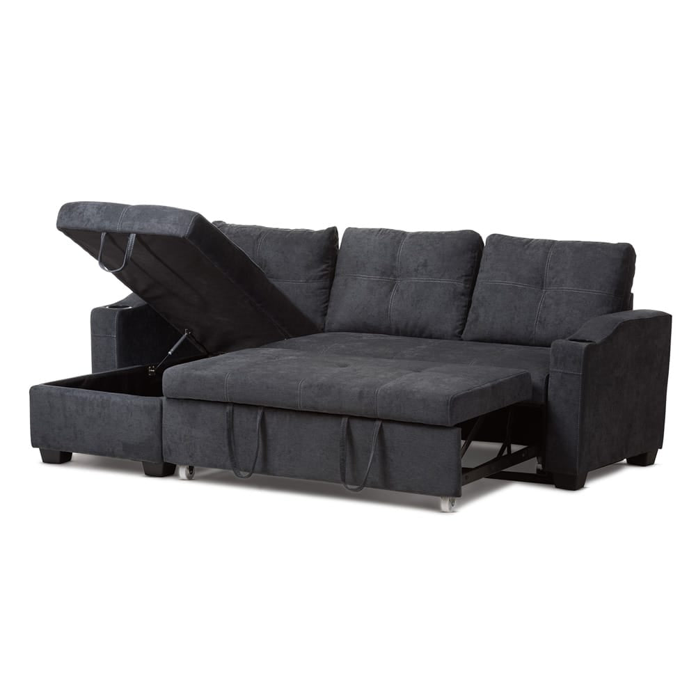 Baxton Studio - Lianna Sectional Sofa in Dark Grey - R8068-Dark Grey-Rev-SF view 2