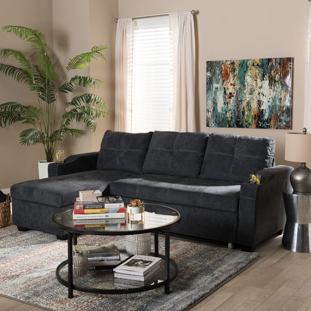 Baxton Studio - Lianna Sectional Sofa in Dark Grey - R8068-Dark Grey-Rev-SF view 5