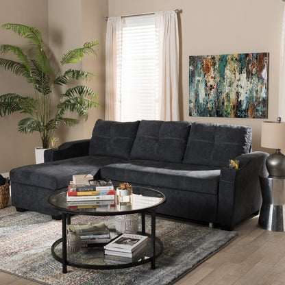 Baxton Studio - Lianna Sectional Sofa in Dark Grey - R8068-Dark Grey-Rev-SF view 5