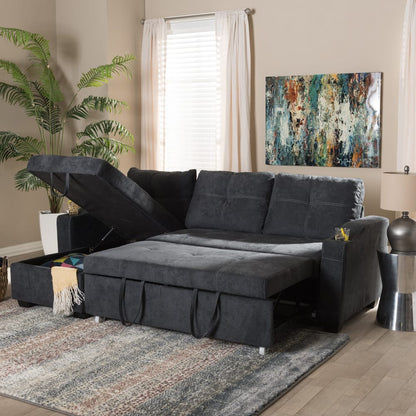 Baxton Studio - Lianna Sectional Sofa in Dark Grey - R8068-Dark Grey-Rev-SF view 6