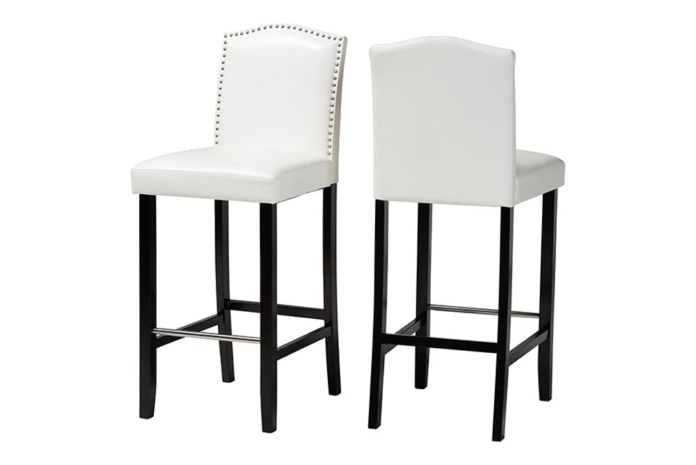 Baxton Studio - Libra Set of 2 Bar Stools in White - BBT5111 Bar Stool-White view 1