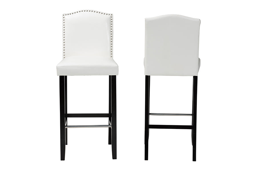 Baxton Studio - Libra Set of 2 Bar Stools in White - BBT5111 Bar Stool-White view 2