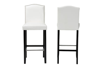 Baxton Studio - Libra Set of 2 Bar Stools in White - BBT5111 Bar Stool-White view 2