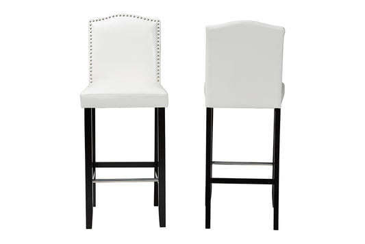 Baxton Studio - Libra Set of 2 Bar Stools in White - BBT5111 Bar Stool-White view 2