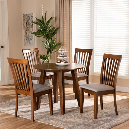 Baxton Studio - Lida Dining Set in Grey/walnut brown - Lida-Grey/Walnut-5PC Dining Set view 7