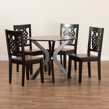 Baxton Studio - Liese Dining Set in Dark Brown/Walnut Brown - Liese-Dark Brown/Walnut-5PC Dining Set view 8
