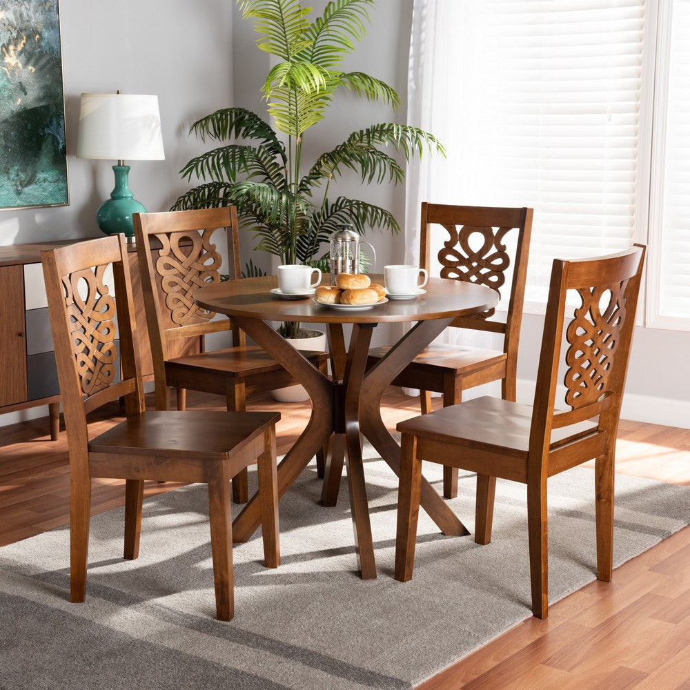 Baxton Studio - Liese Dining Set in Walnut Brown - Liese-Walnut-5PC Dining Set view 7