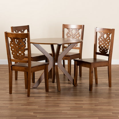 Baxton Studio - Liese Dining Set in Walnut Brown - Liese-Walnut-5PC Dining Set view 8