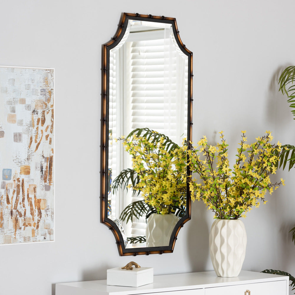 Baxton Studio - Lieven Mirror in Light Brown/Black - RXW-10798 view 3