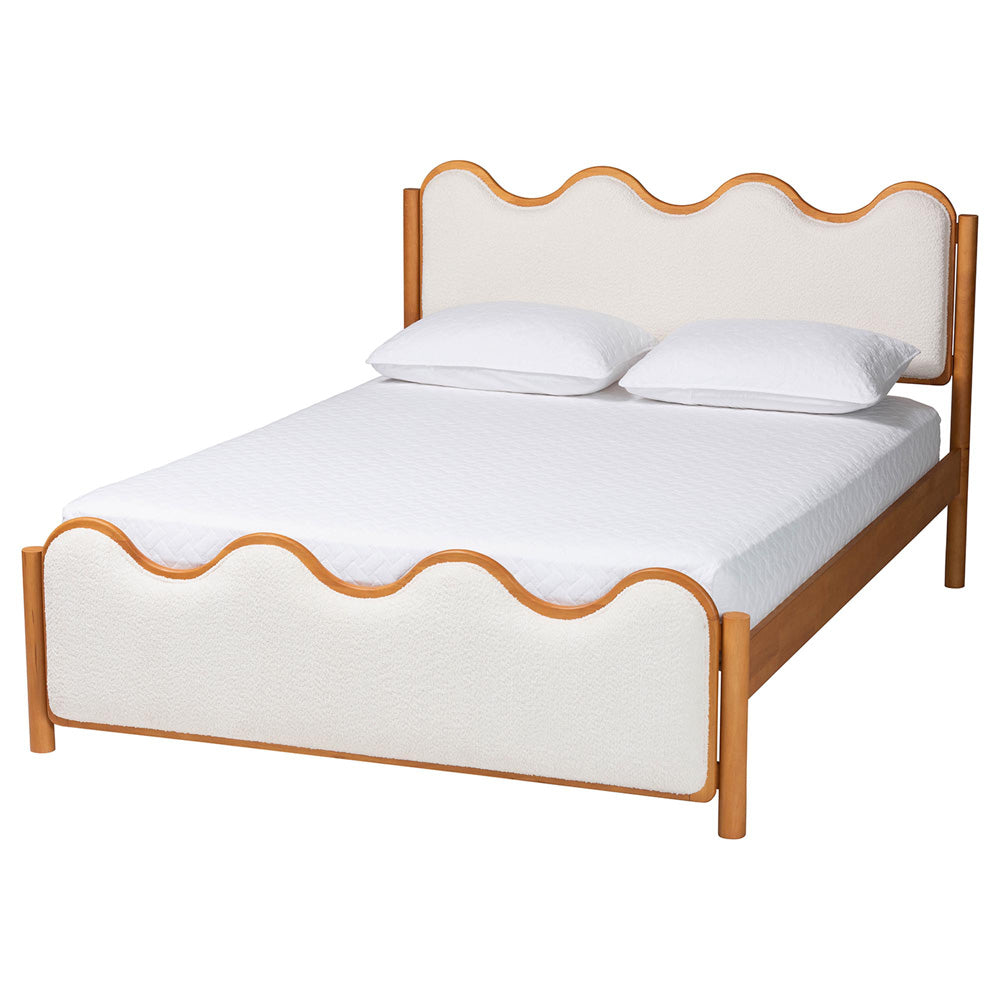 Baxton Studio - Lilia Queen Size Bed in Cream/Oak Brown - MG0236-Cream-Queen view 1