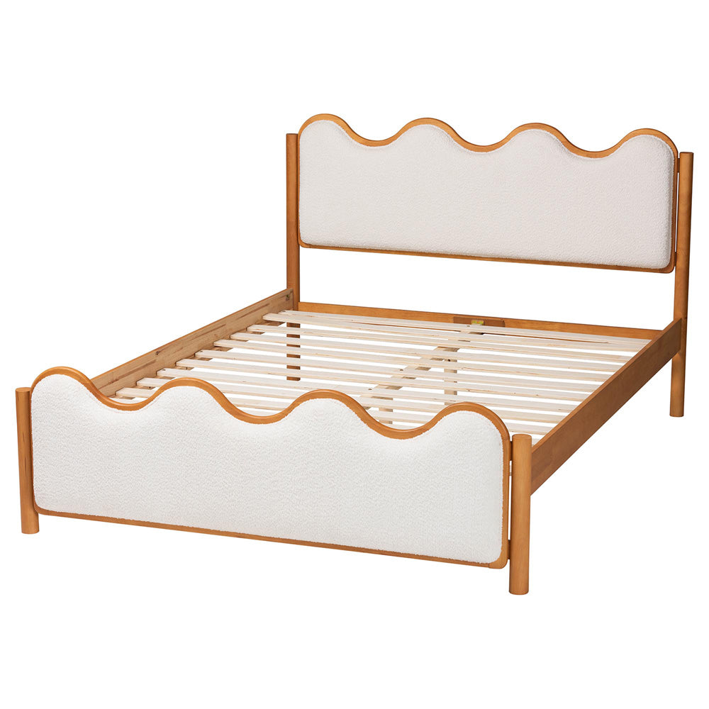 Baxton Studio - Lilia Queen Size Bed in Cream/Oak Brown - MG0236-Cream-Queen view 3