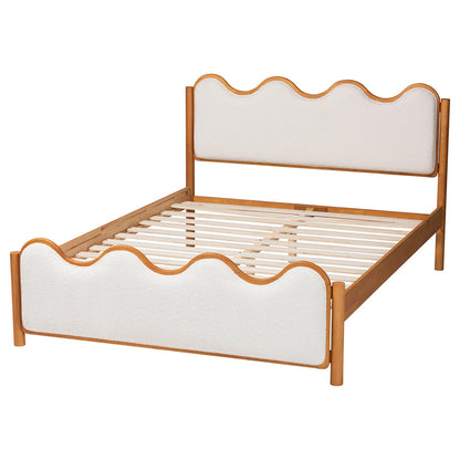 Baxton Studio - Lilia Queen Size Bed in Cream/Oak Brown - MG0236-Cream-Queen view 3