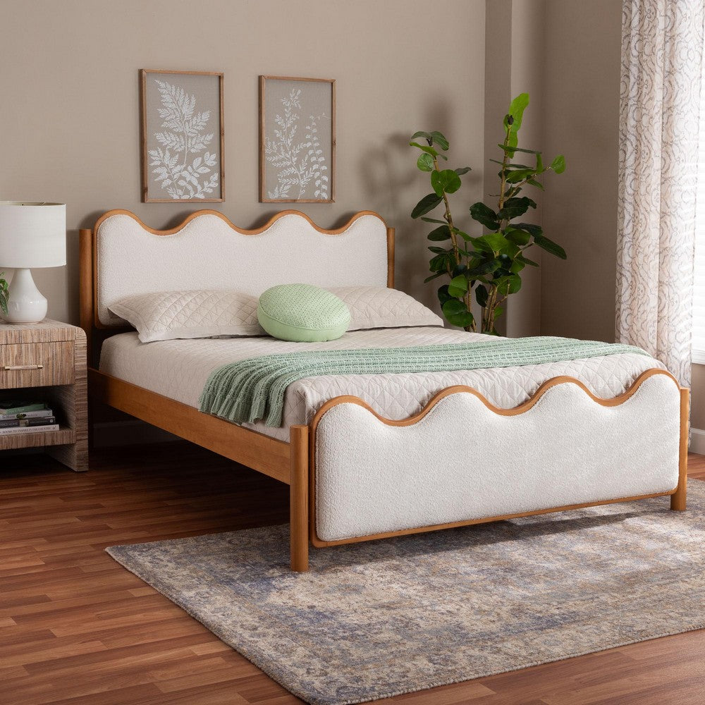 Baxton Studio - Lilia Queen Size Bed in Cream/Oak Brown - MG0236-Cream-Queen view 7