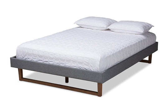 Baxton Studio - Liliya Full Size Bed Frame - MG97043-1-Dark Grey/Ash Walnut-Bed Frame-Full view 1
