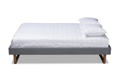 Baxton Studio - Liliya Full Size Bed Frame - MG97043-1-Dark Grey/Ash Walnut-Bed Frame-Full view 2