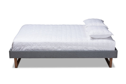Baxton Studio - Liliya Full Size Bed Frame - MG97043-1-Dark Grey/Ash Walnut-Bed Frame-Full view 2