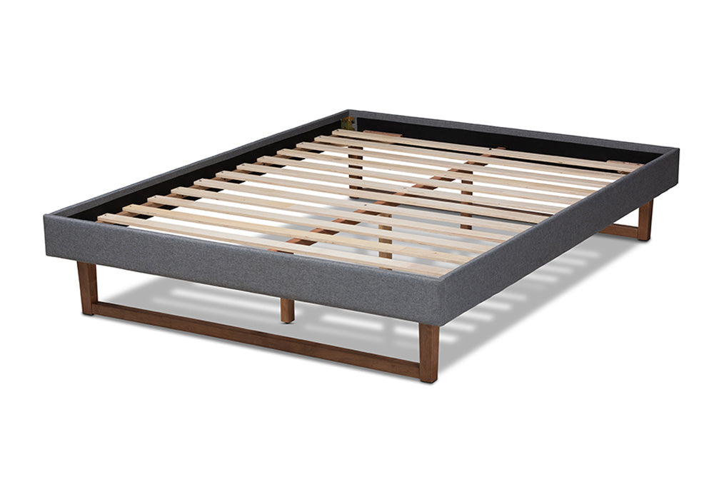 Baxton Studio - Liliya Full Size Bed Frame - MG97043-1-Dark Grey/Ash Walnut-Bed Frame-Full view 3