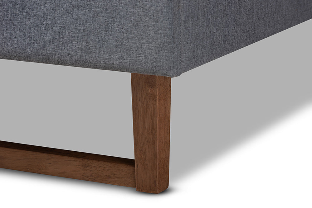 Baxton Studio - Liliya Full Size Bed Frame - MG97043-1-Dark Grey/Ash Walnut-Bed Frame-Full view 4