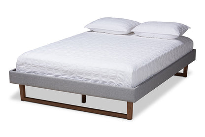 Baxton Studio - Liliya Full Size Bed Frame - MG97043-1-Light Grey/Ash Walnut-Bed Frame-Full view 1